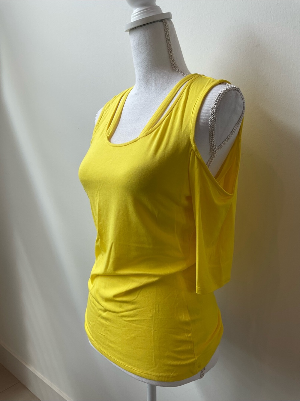 VENUS Bright Yellow Cold-Shoulder Tank Top - Picture 2 of 6